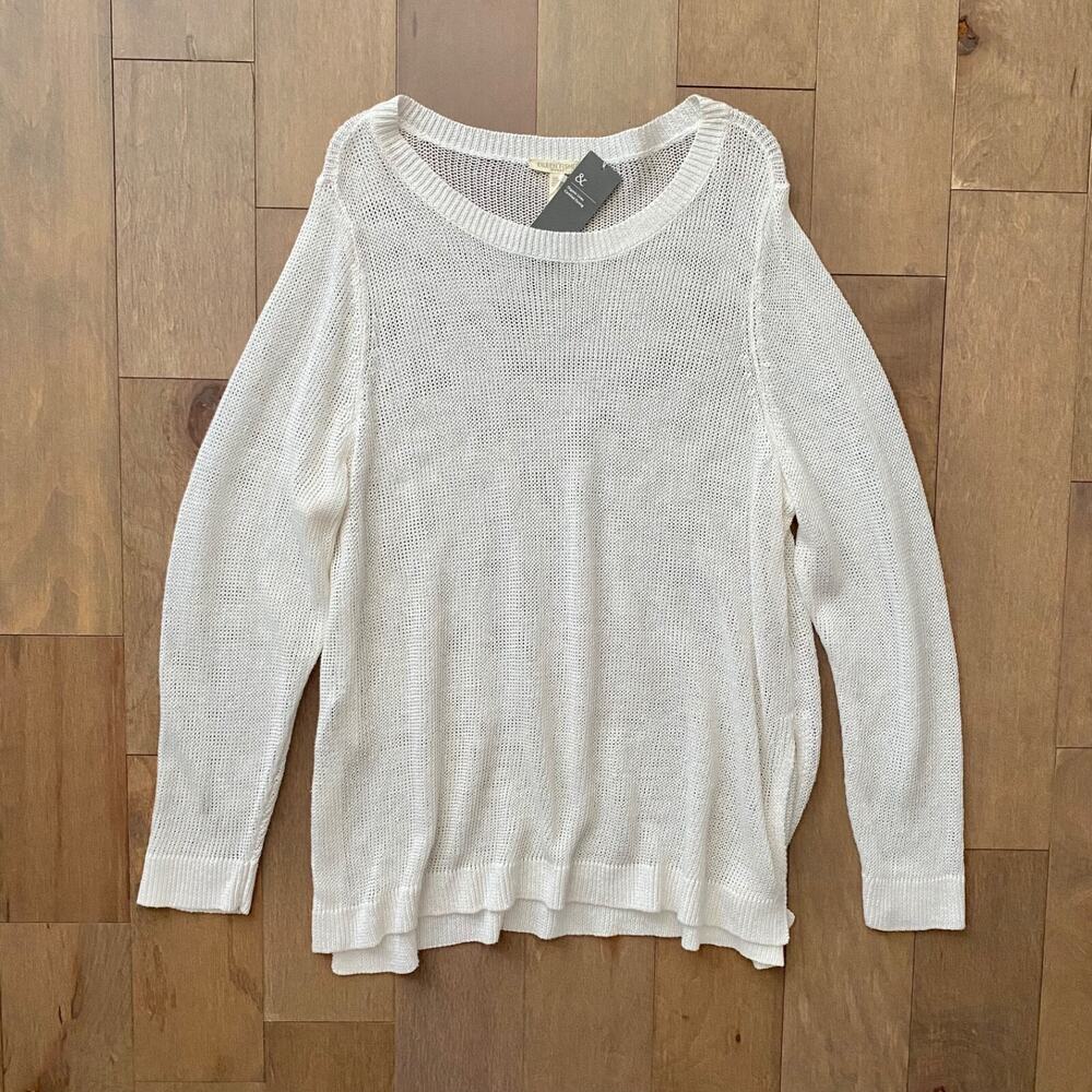 Eileen Fisher Sweater Nwt White Organic Linen Roundneck Box Top Knit 2X